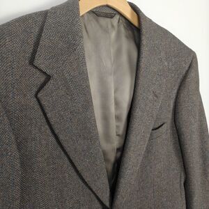 vintage Tweed blazer coat jacket mens elbow patchs made in USA 100% wool 42R